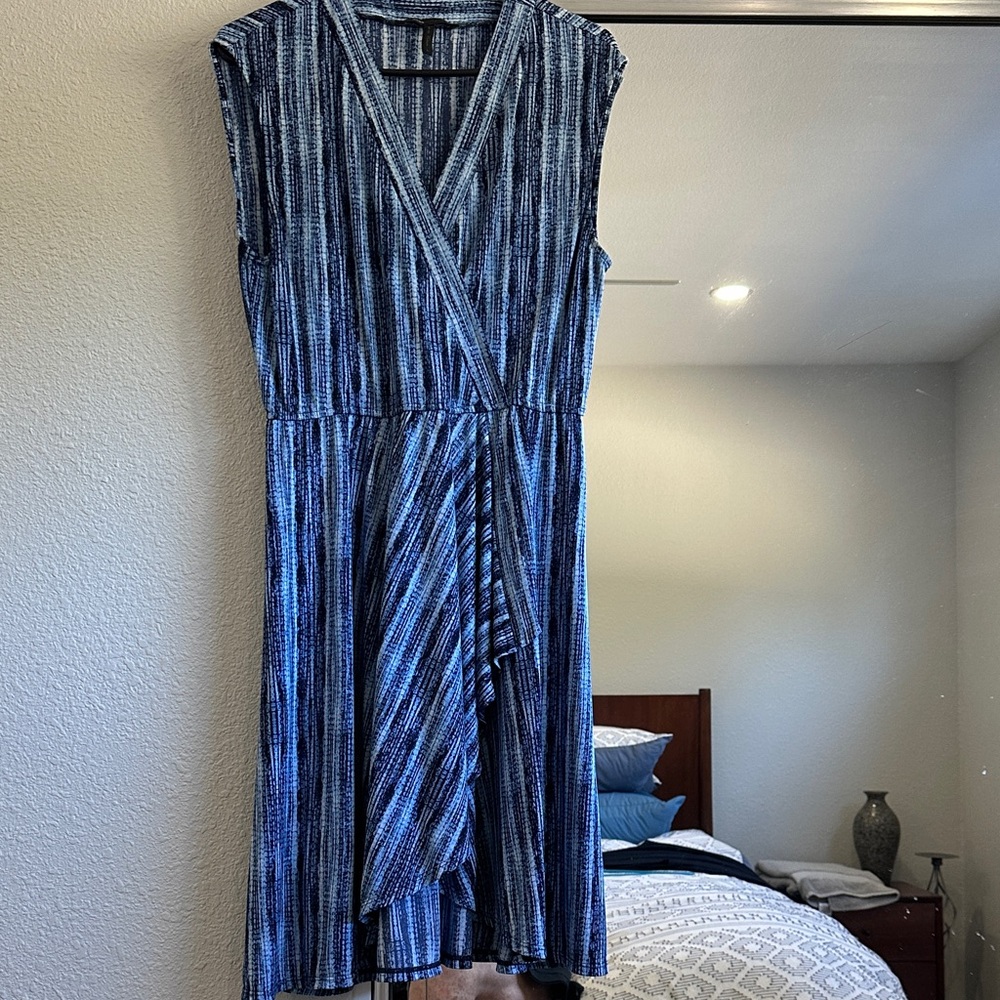 BCBGMaxAzria Asymmetrical Blue Striped Dress